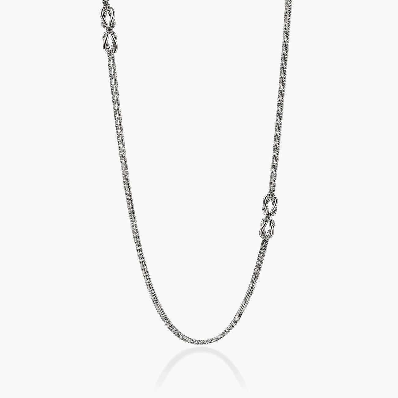 John Hardy infinite love knot silver station necklace with 3.6mm double row mesh, 32 inch length