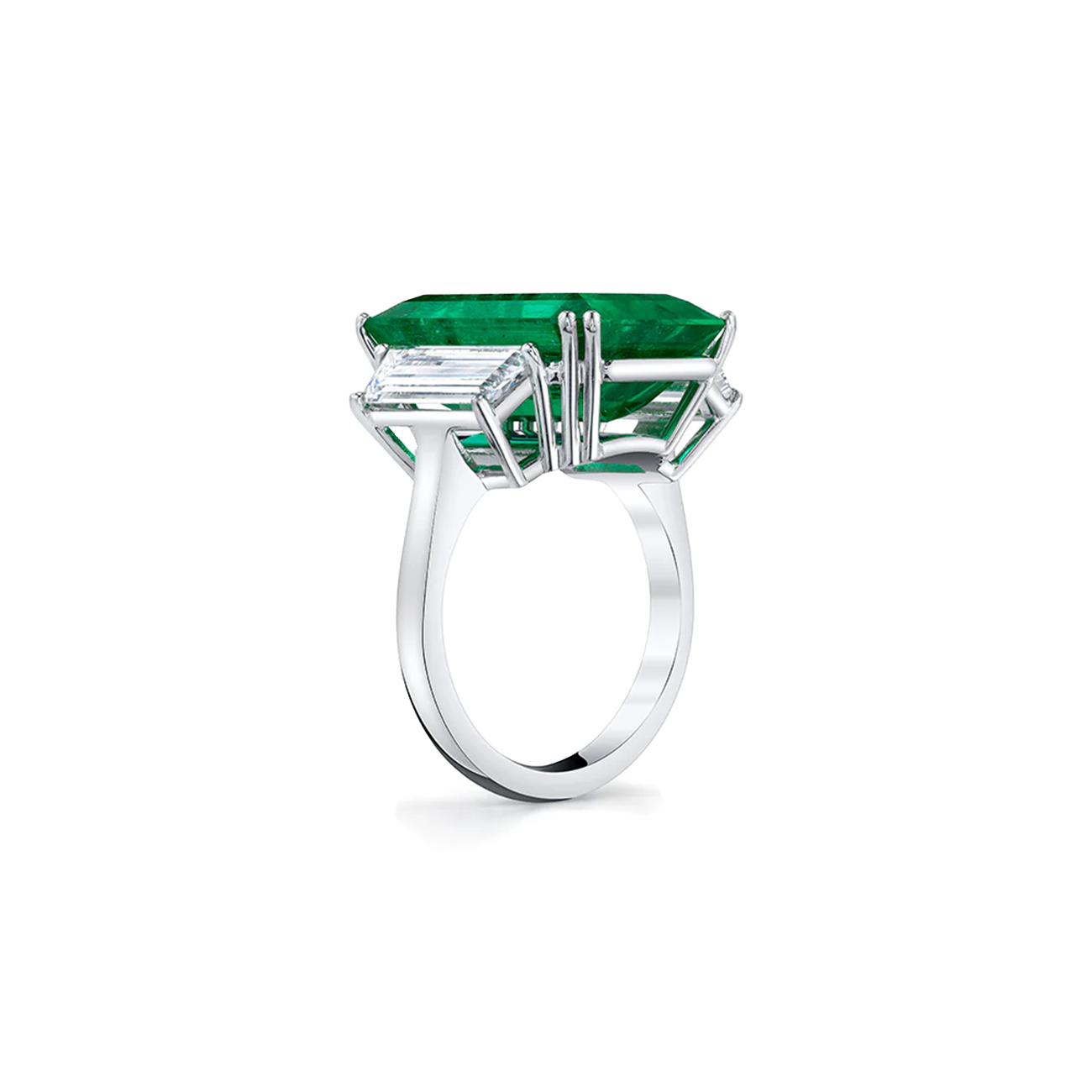 Colombian Emerald Three Stone Ring in Platinum - 11.47ctw