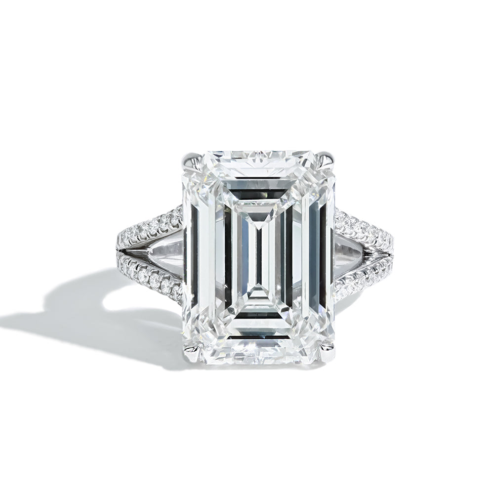10.37 Carat Emerald Cut Center Diamond Engagement Ring