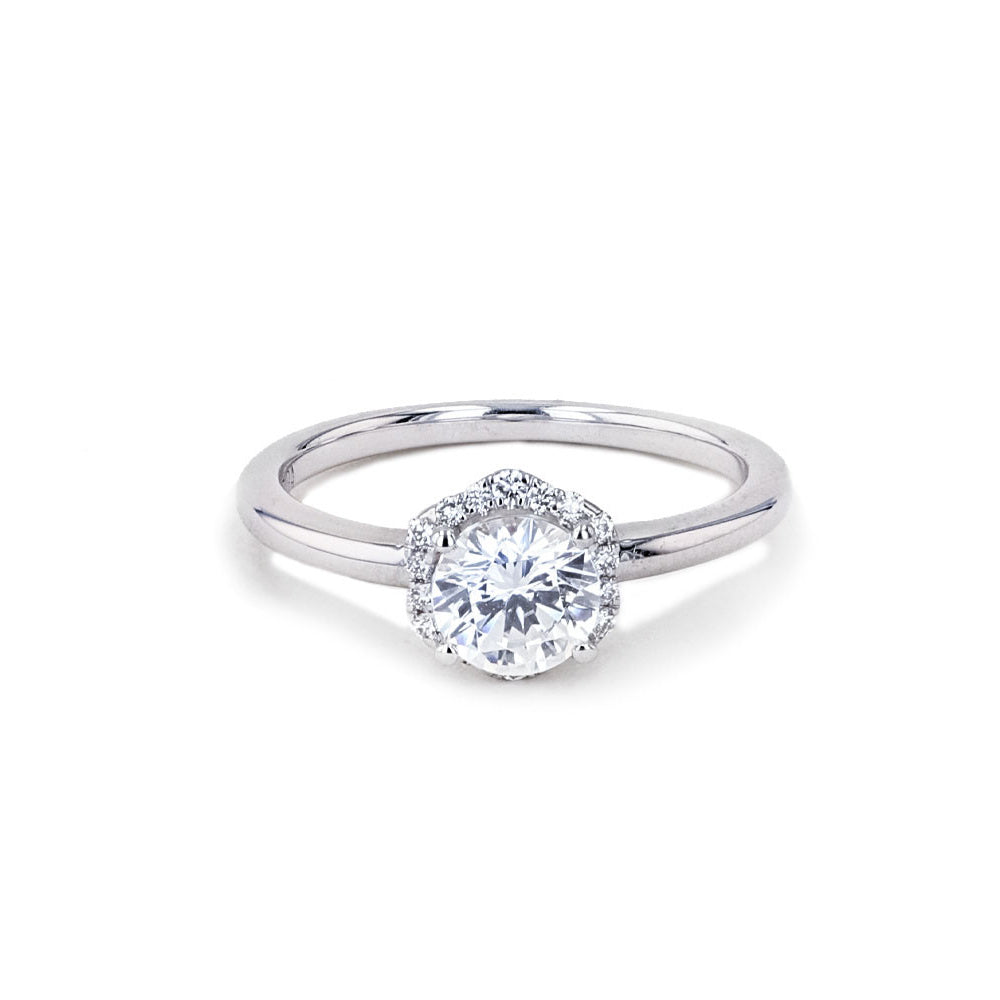 Kirk Kara Round Diamond Hexagon Halo Engagement Ring