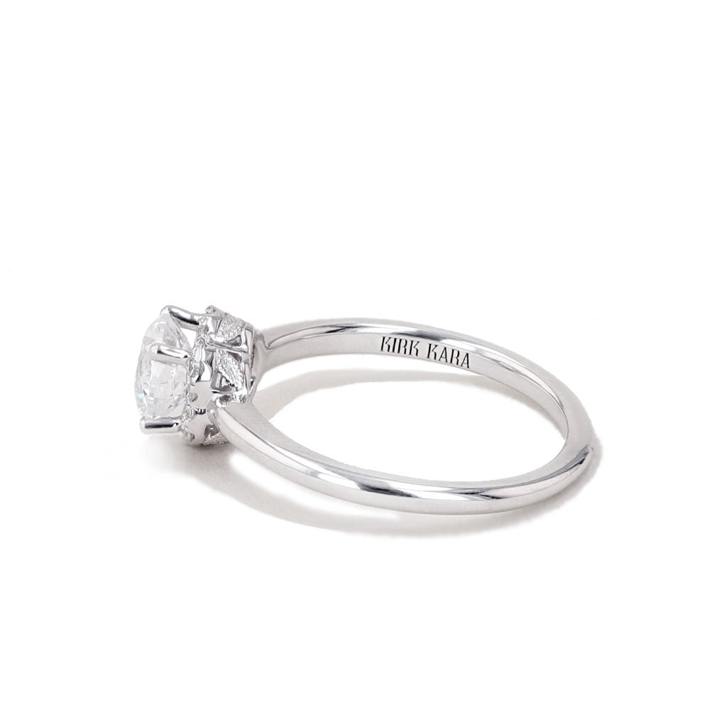 Kirk Kara Round Diamond Hexagon Halo Engagement Ring