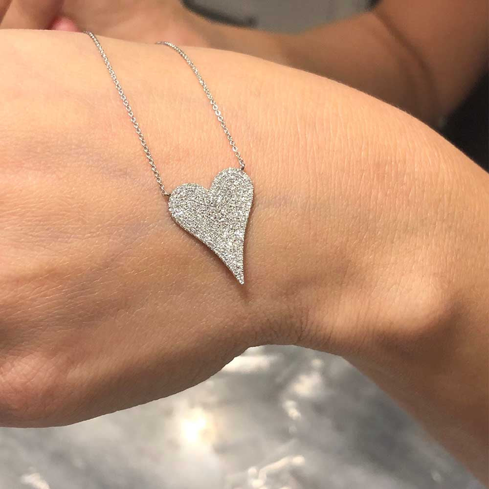 Medium Diamond Pave Heart Pendant Necklace