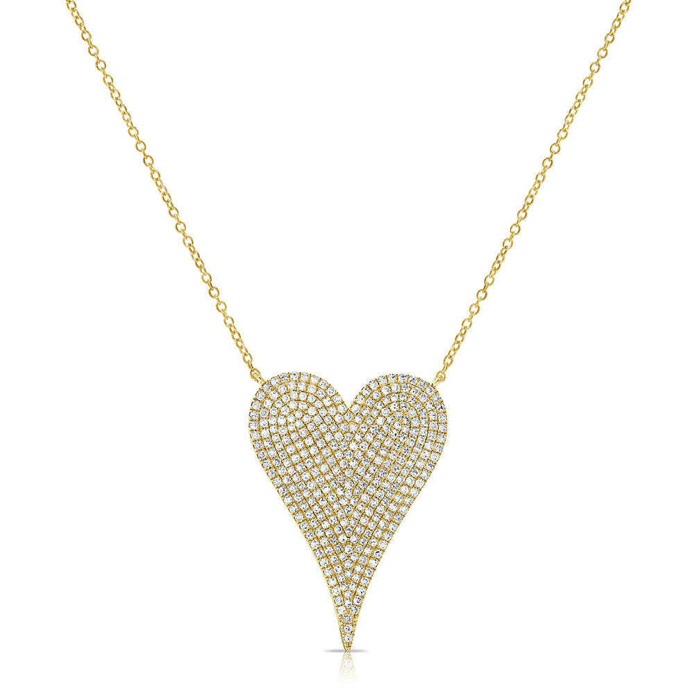 Large Diamond Pave Heart Pendant Necklace