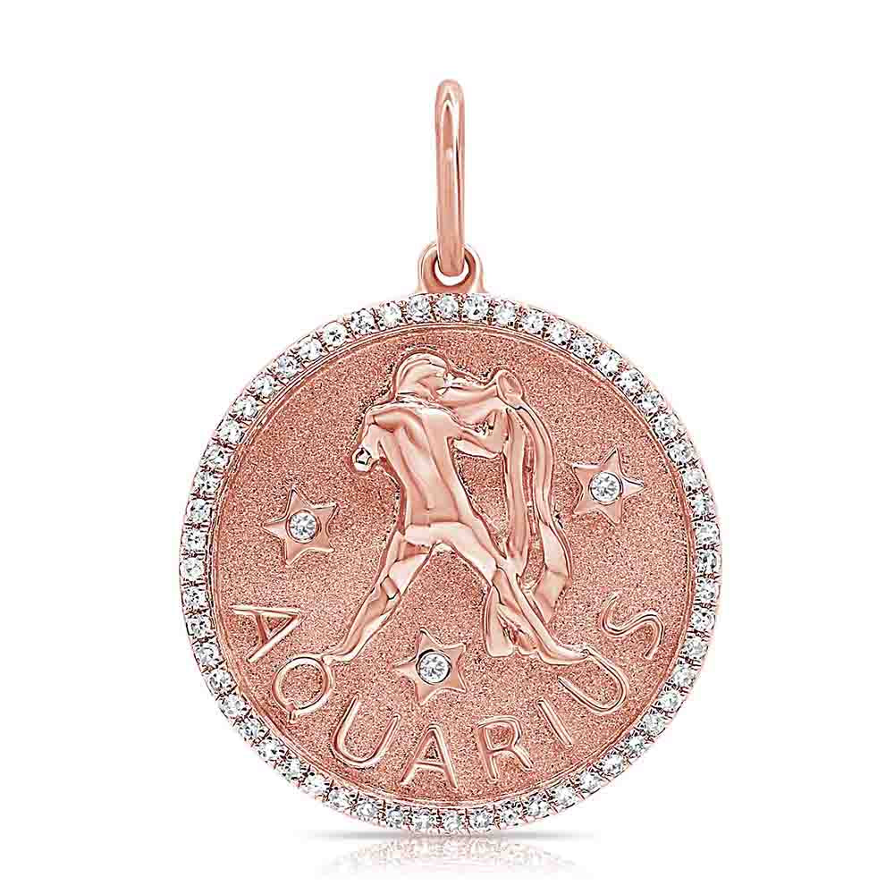 Diamond Aquarius Zodiac Pendant