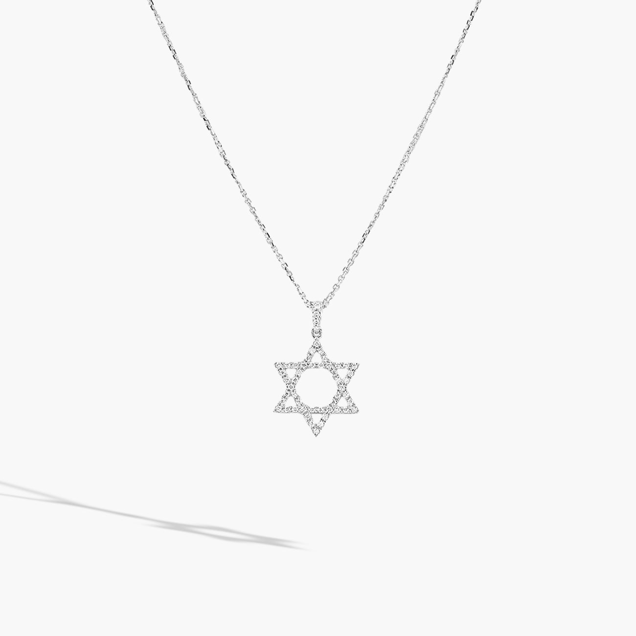 White Gold Diamond Star of David Necklace - 0.47ctw