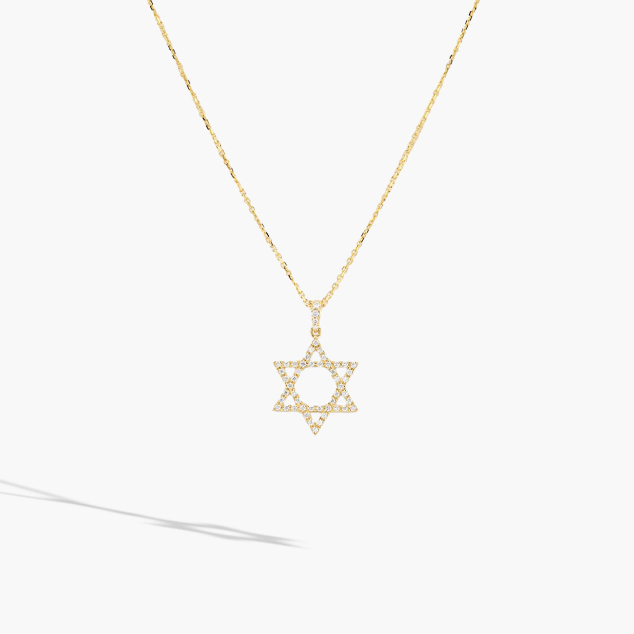 Yellow Gold Diamond Star of David Necklace - 0.45ctw