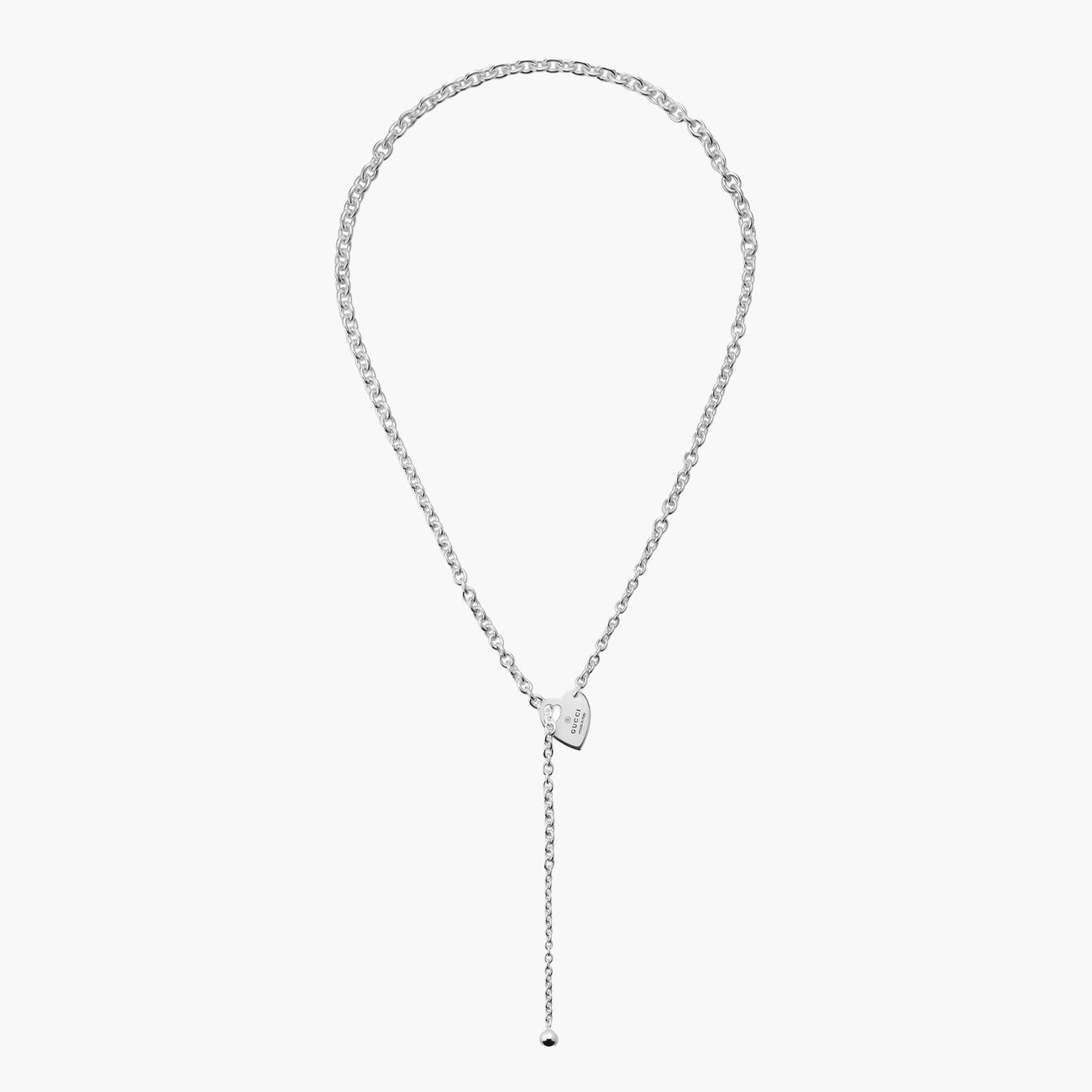 Gucci Trademark Sterling Silver Lariat Necklace - 23.6