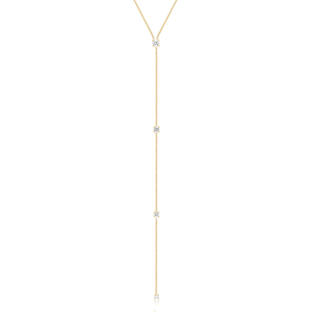 EF Collection Four Diamond Callae Lariat Necklace