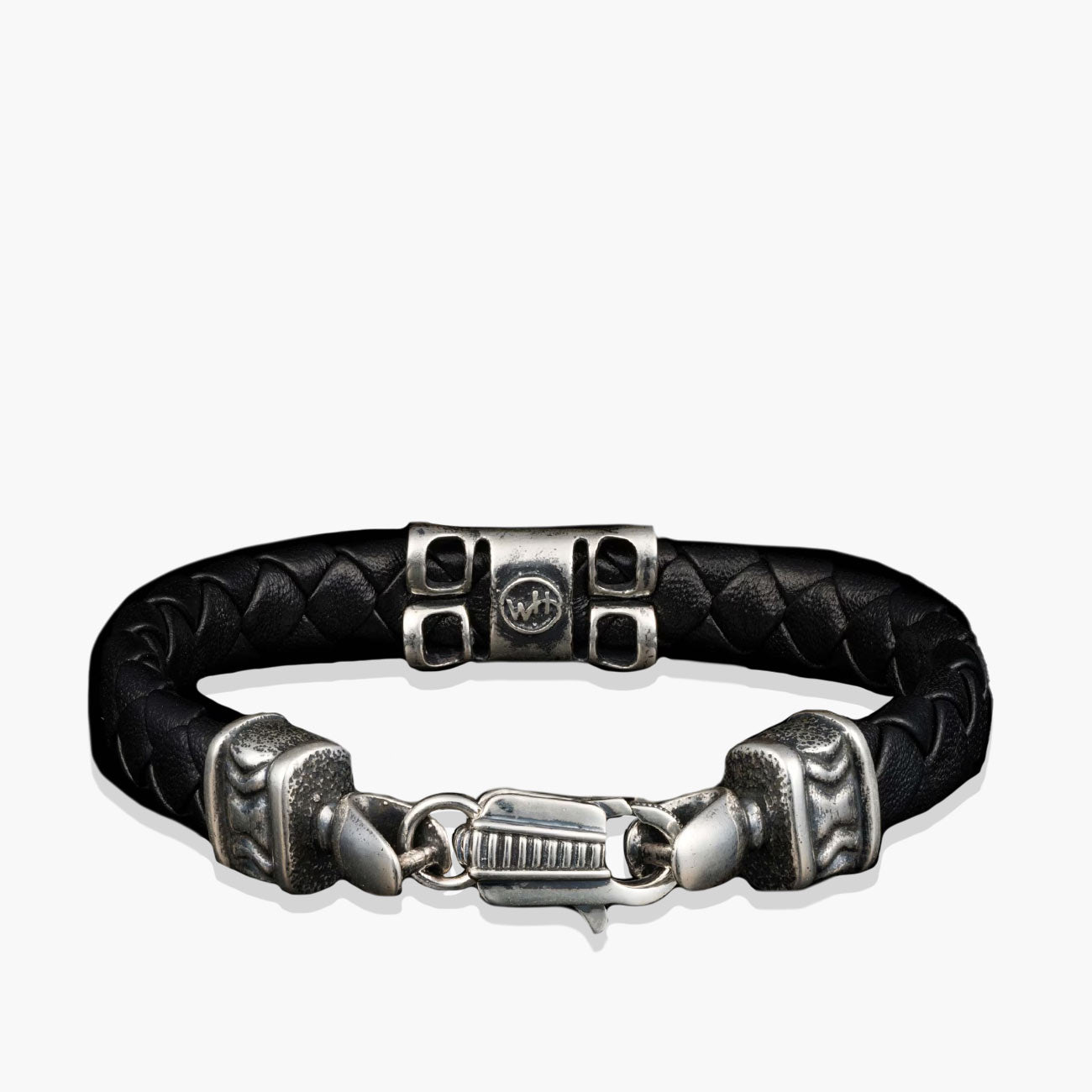 William Henry Norn Black Braided Leather Bracelet