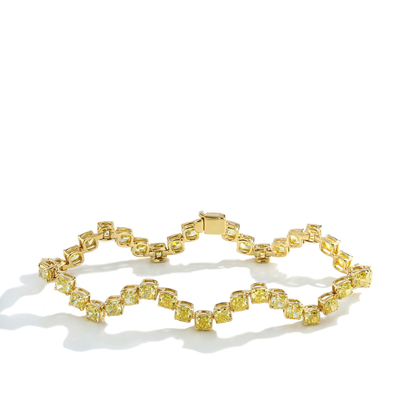 12 Carat Yellow Natural Diamond Zig-Zag Tennis Bracelet
