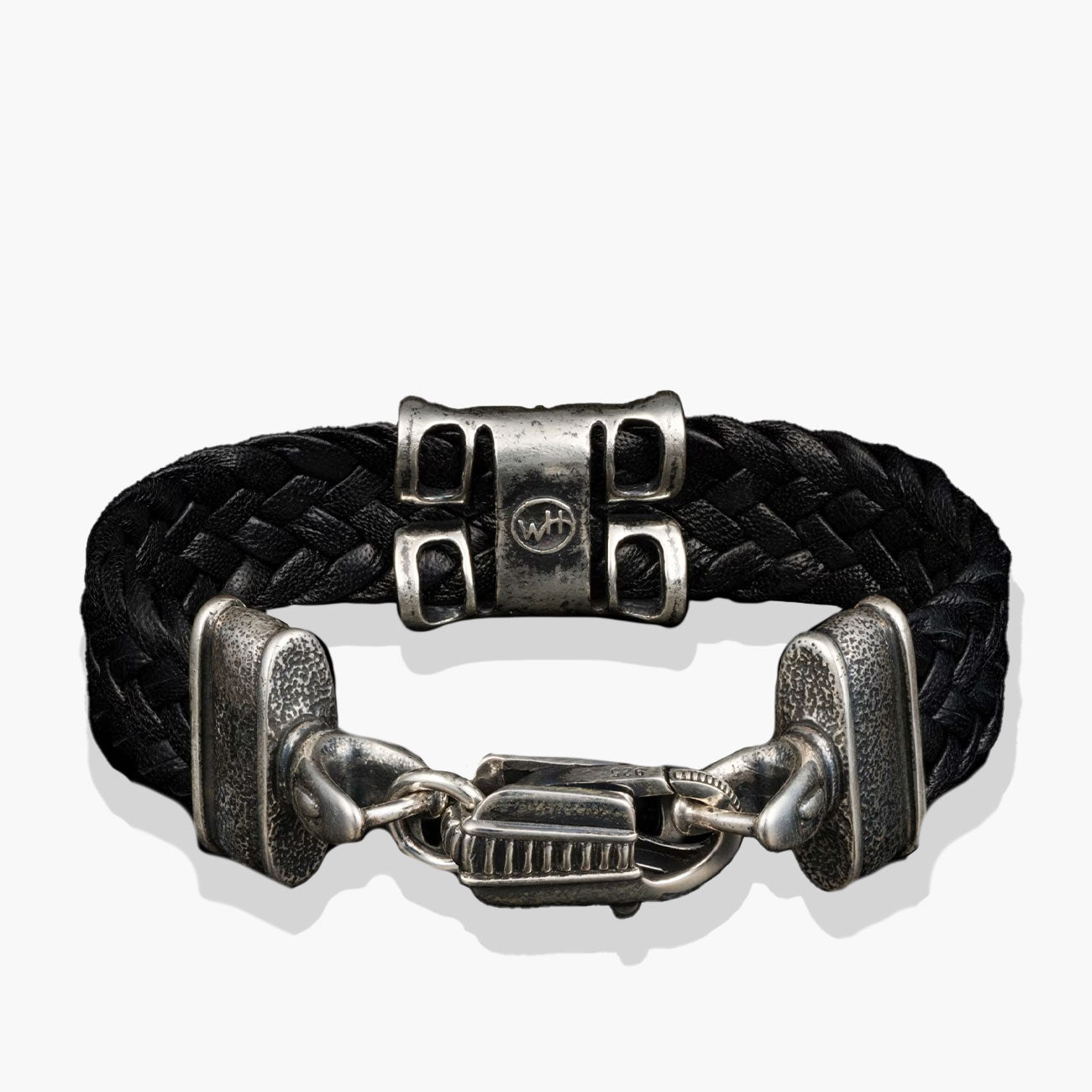 William Henry Rhomb Black Woven Leather Bracelet
