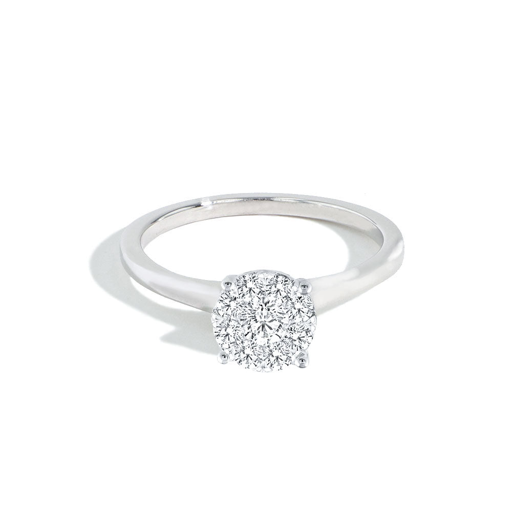 Diamond Cluster Engagement Ring 0.33ctw in 14k White Gold