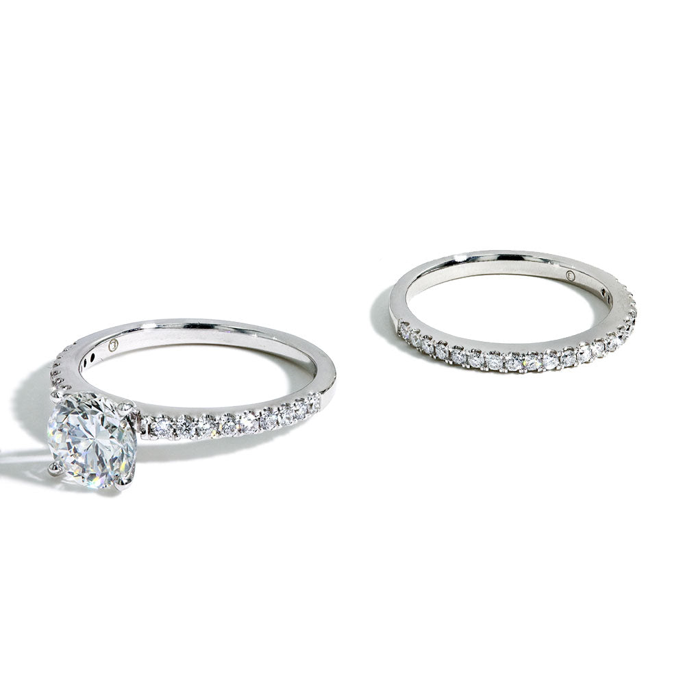 1.50 Carat Lab Grown Diamond Round Pave Engagement Set