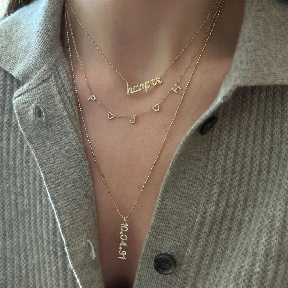 EF Collection Custom Script Gold Necklace
