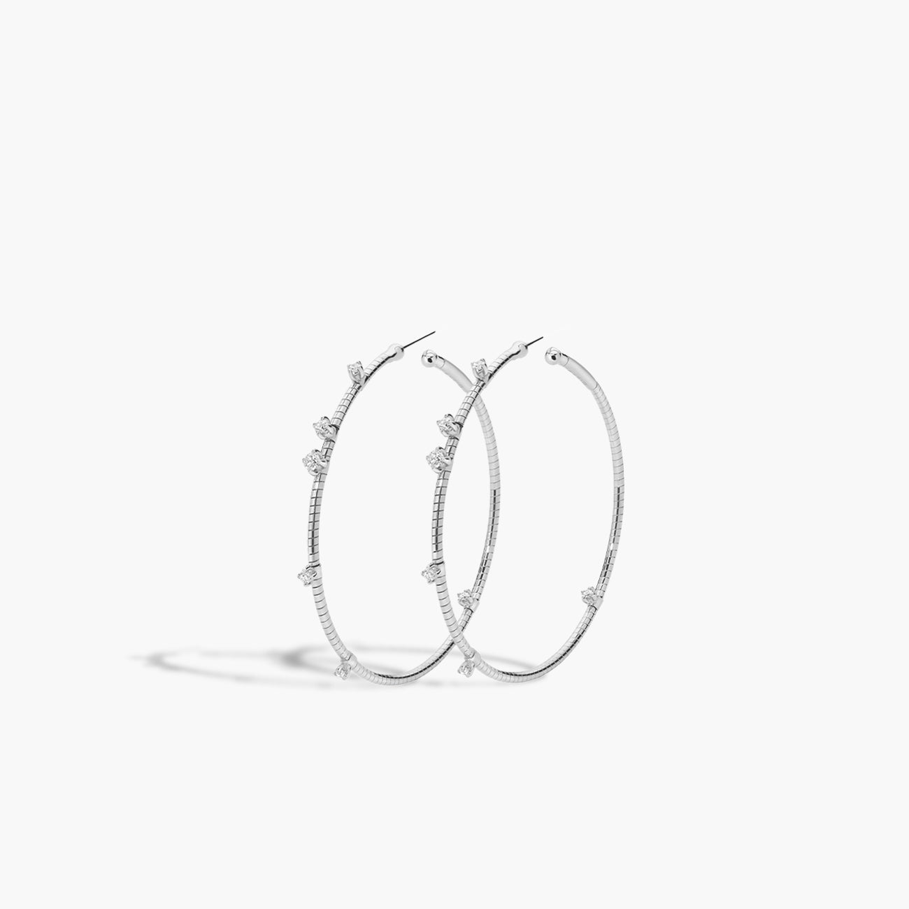 Mattia Cielo Rugiada Diamanti 18K White Gold Diamond Hoop Earrings