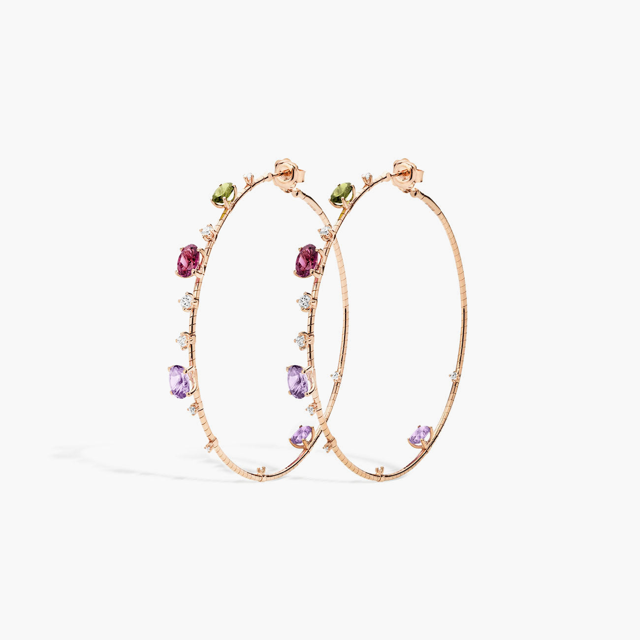 Mattia Cielo Rugiada Pietre Gemstone and Diamond Hoop Earrings