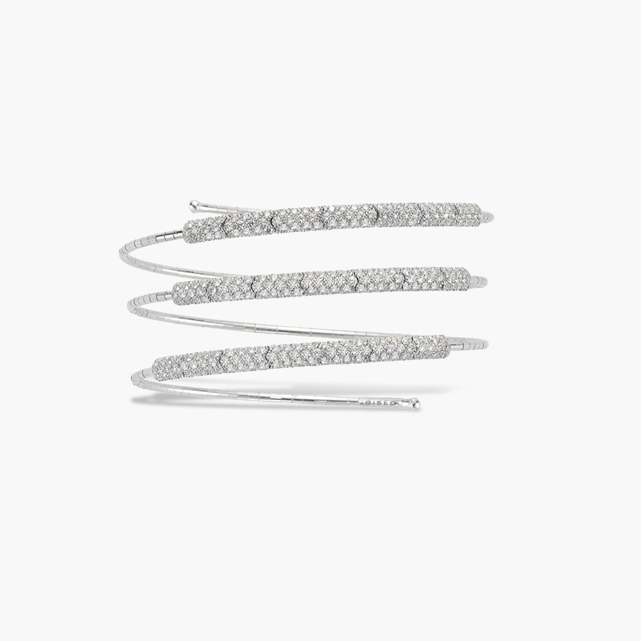 Mattia Cielo 18K White Gold Rugiada Pave 3-Row Diamond Bracelet