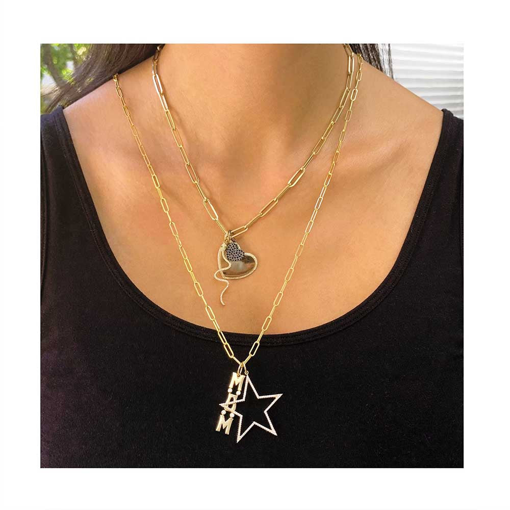 Diamond and Tsavorite Snake Pendant Paperclip Necklace