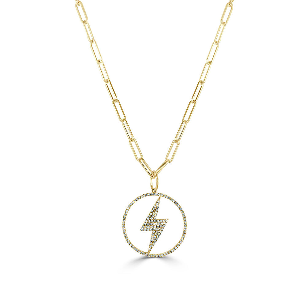Diamond Lightning Bolt Pendant Paperclip Necklace