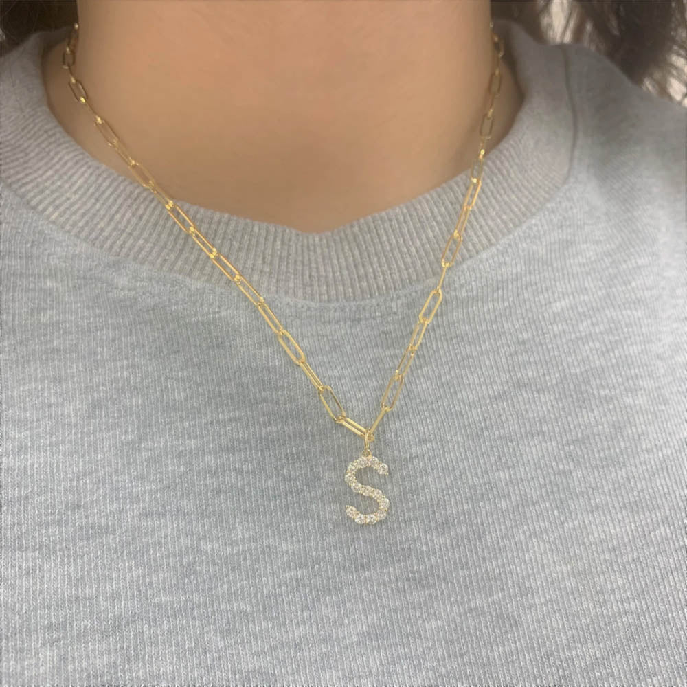 Diamond Initial Love Letter in Gold