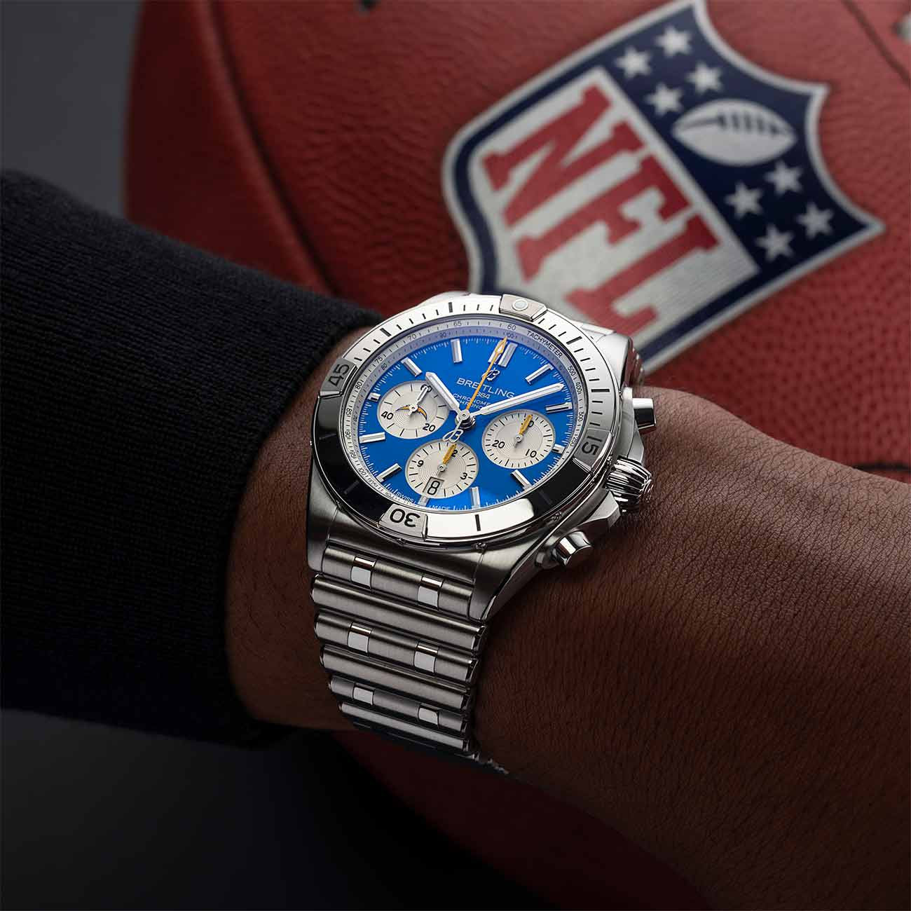 Breitling Chronomat B01 NFL Los Angeles Chargers Edition with Rouleaux Steel Bracelet - 42mm