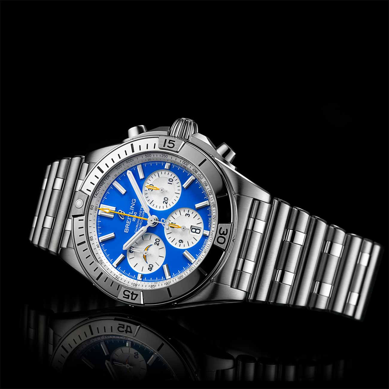Breitling Chronomat B01 NFL Los Angeles Chargers Edition with Rouleaux Steel Bracelet - 42mm