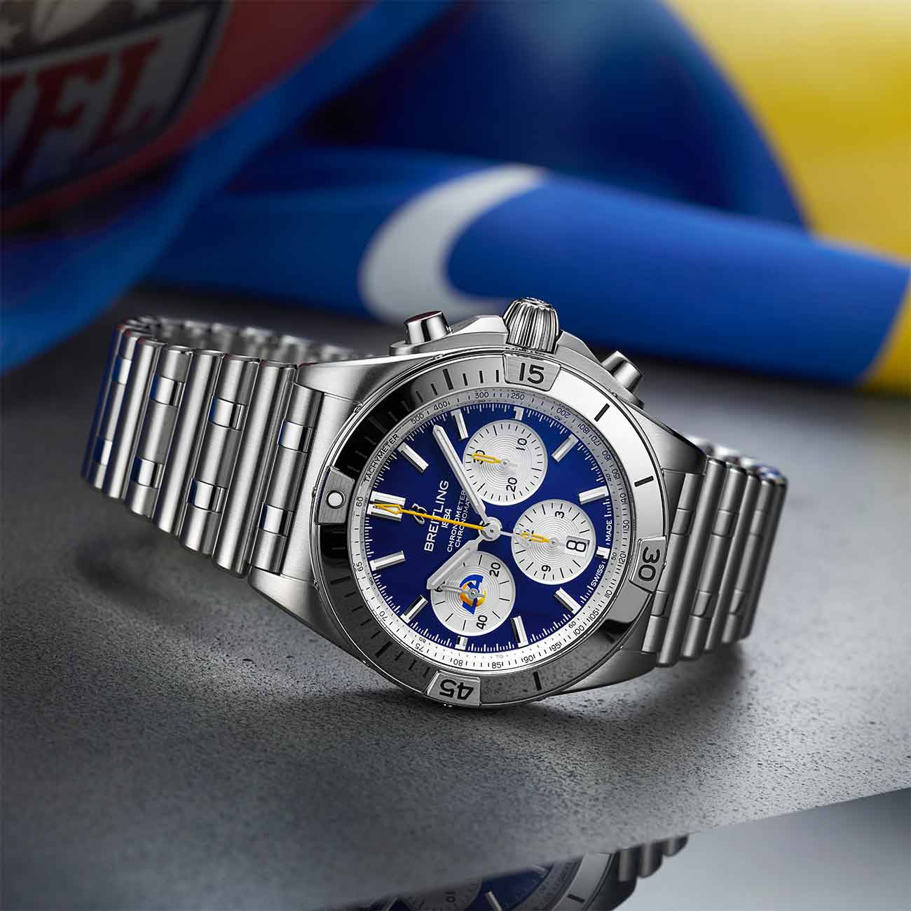 Breitling Chronomat B01 NFL Los Angeles Rams Edition with Rouleaux Steel Bracelet - 42mm