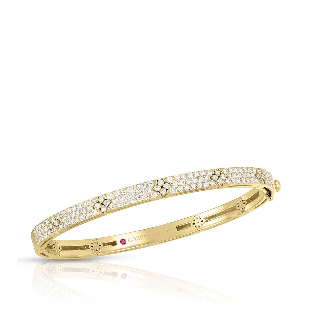 Roberto Coin Love In Verona Narrow Pave Diamond Flower Bangle