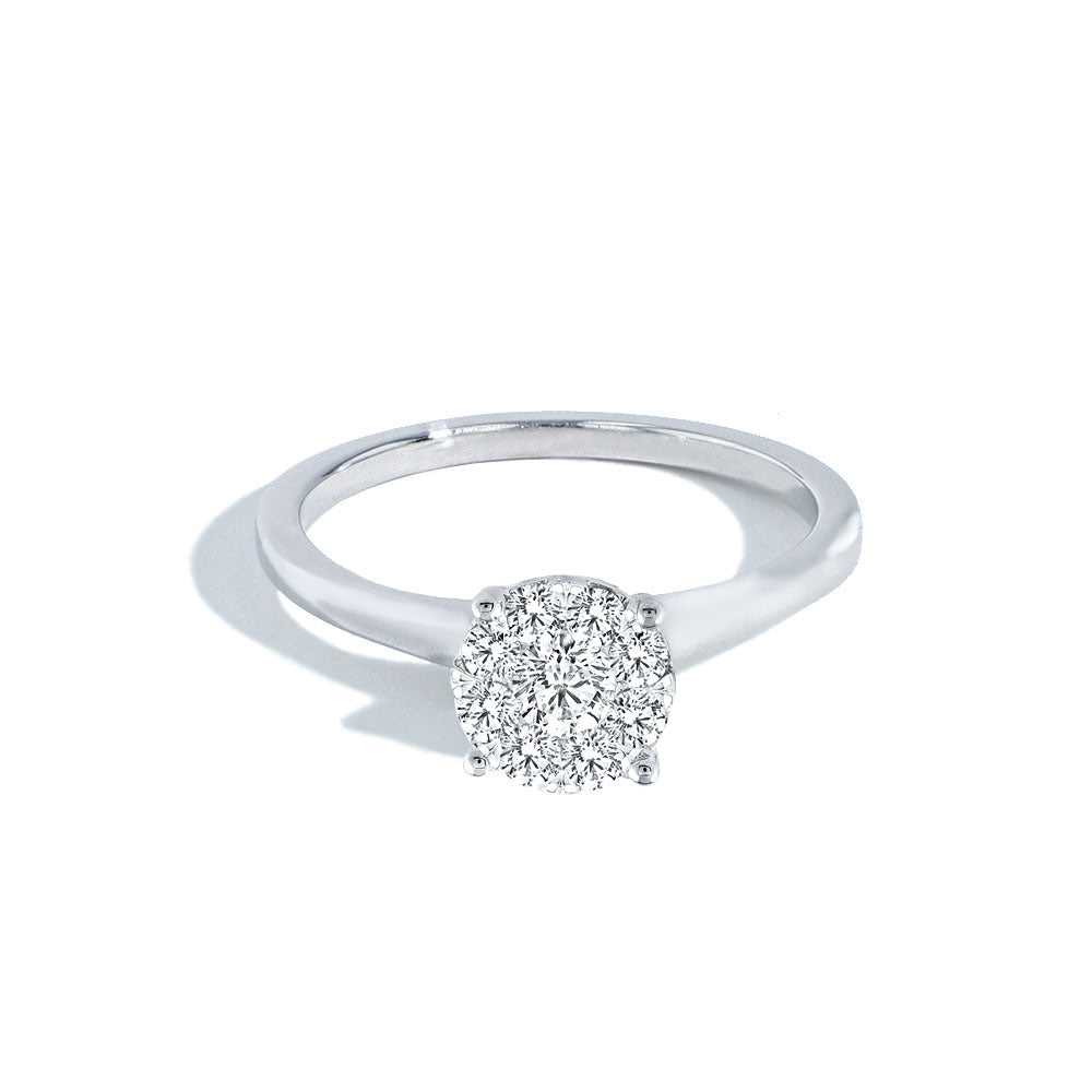 Diamond Cluster Engagement Ring 0.33ctw in 14k White Gold