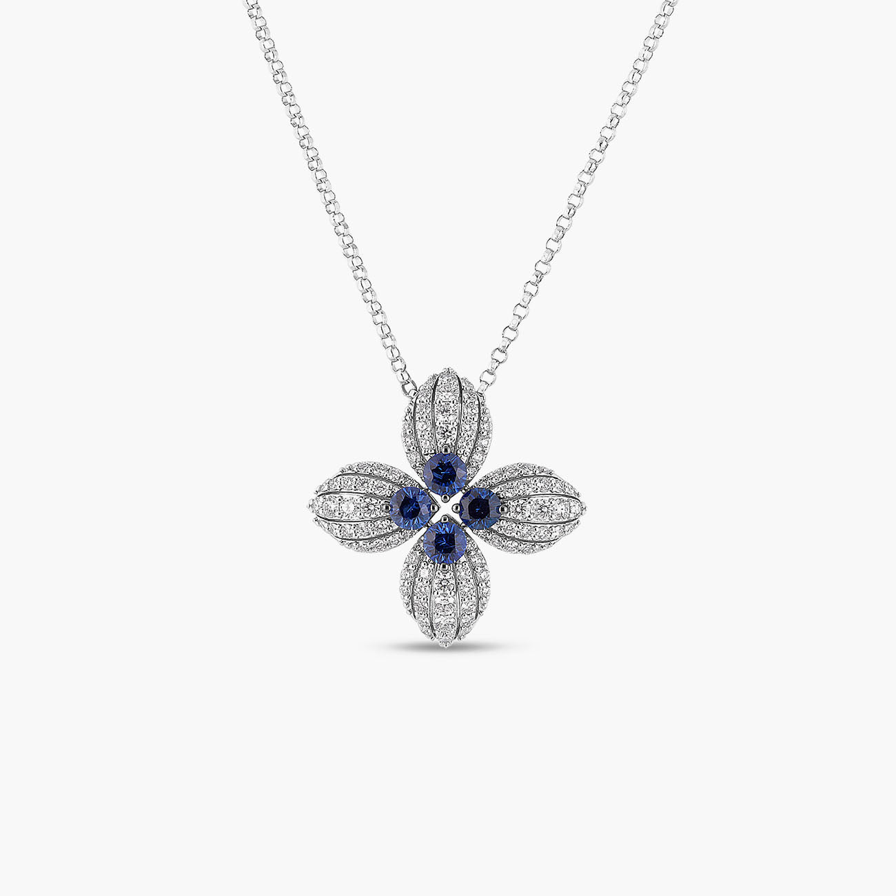 Roberto Coin Sapphire Love in Verona Flower Necklace