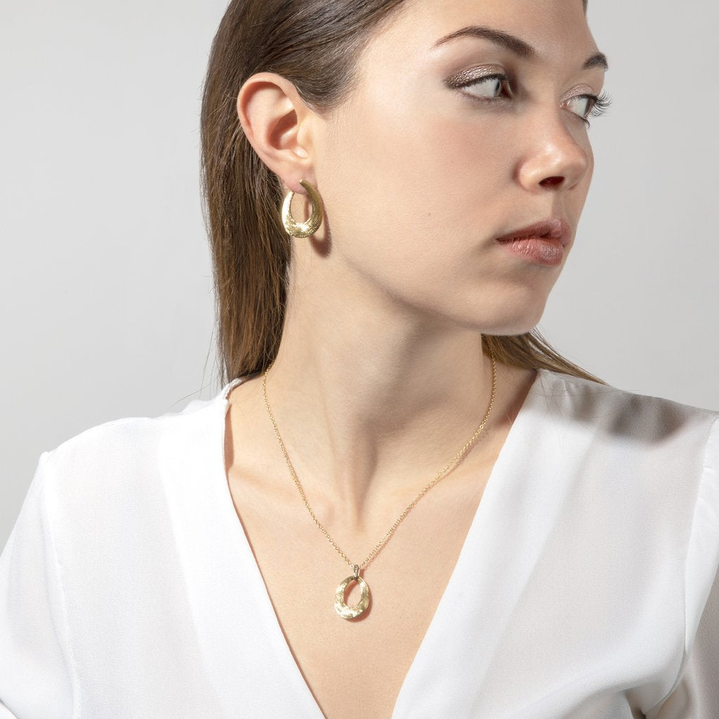 Marco Bicego Lucia Gold Loop Pendant Necklace with Diamonds