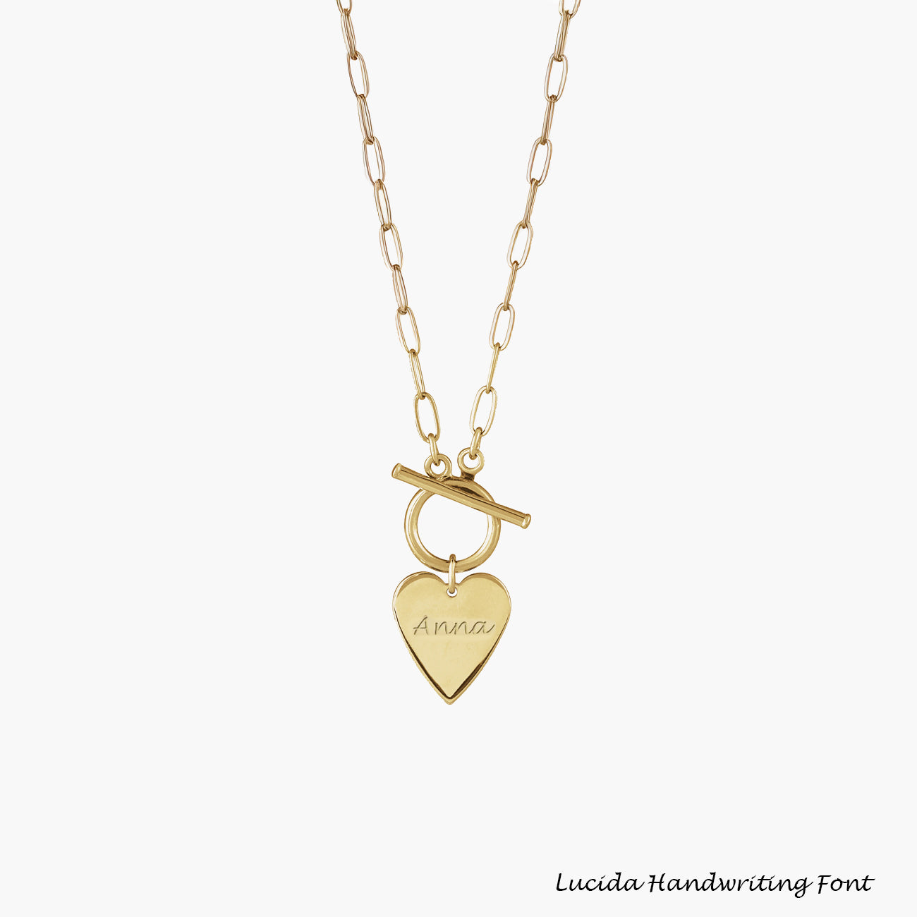 Private Label Engravable Heart Toggle Necklace in Yellow Gold