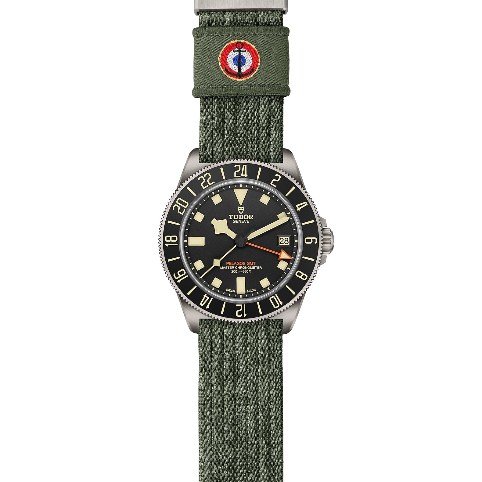 TUDOR Pelagos FXD Zulu Time GMT Watch with Green Fabric Strap