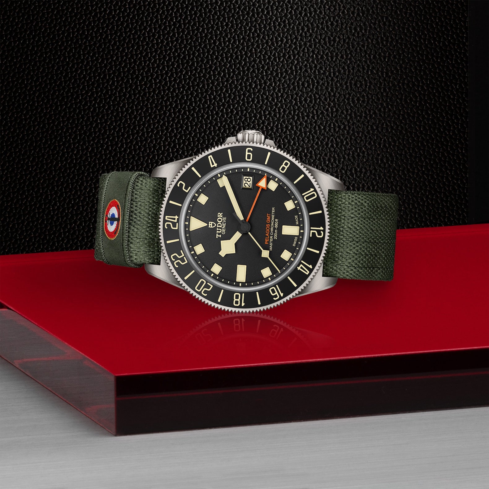 TUDOR Pelagos FXD Zulu Time GMT Watch with Green Fabric Strap