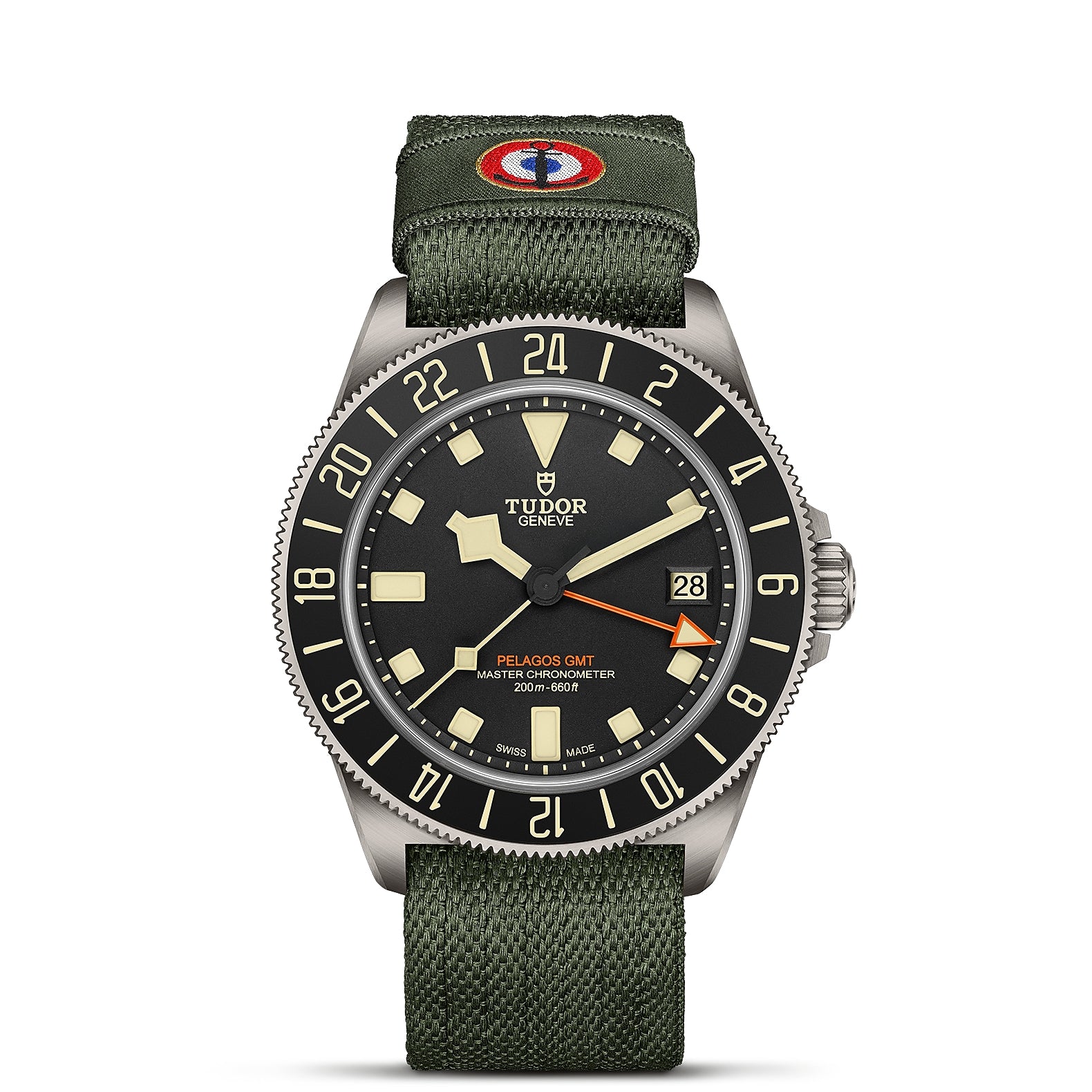 TUDOR Pelagos FXD Zulu Time GMT Watch with Green Fabric Strap