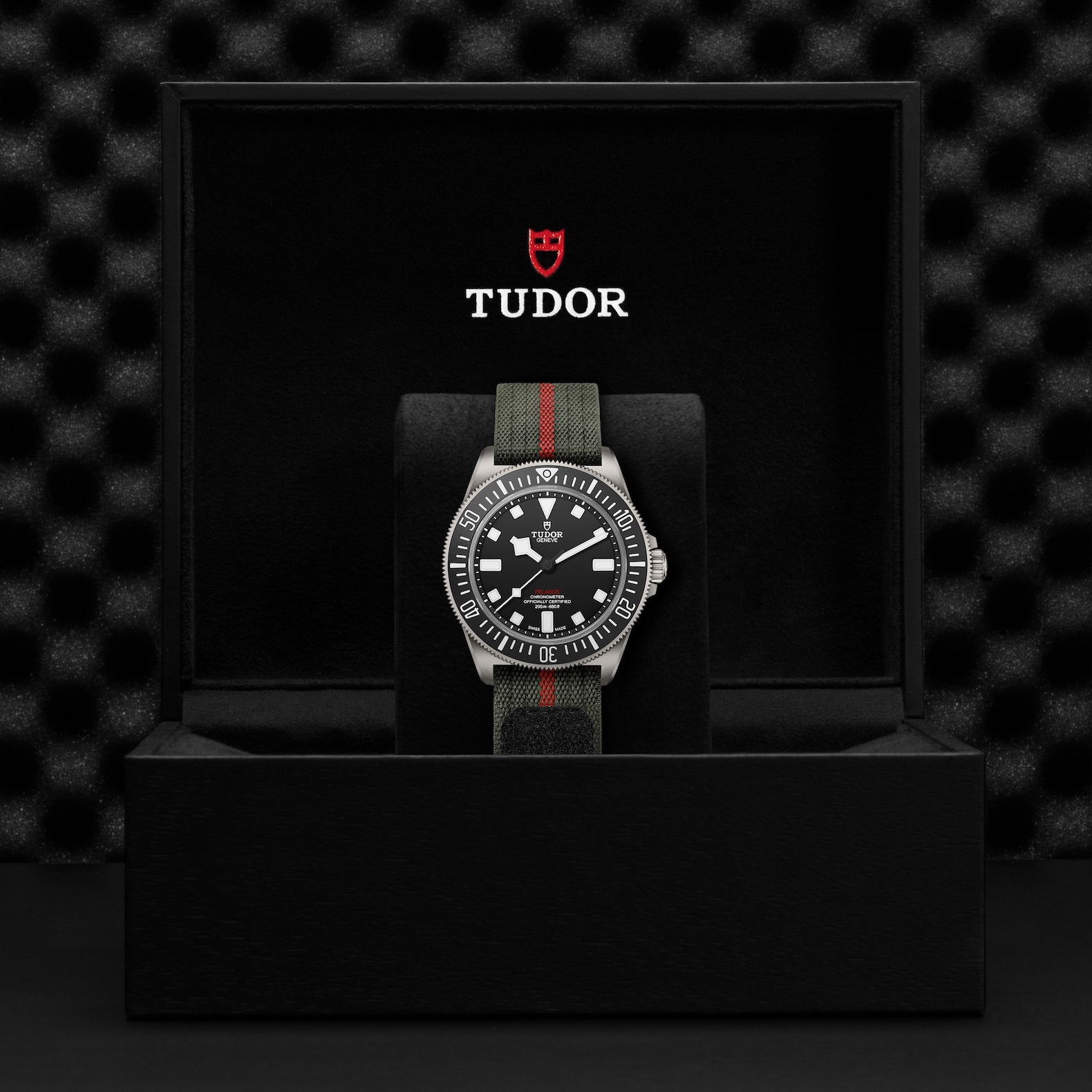TUDOR Pelagos FXD Titanium 42mm watch with Forest Green Strap