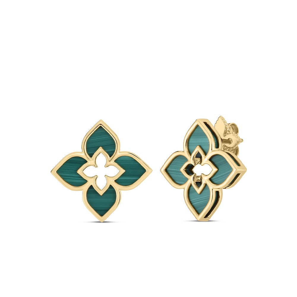 Roberto Coin Venetian Princess Petite Flower Malachite Earrings