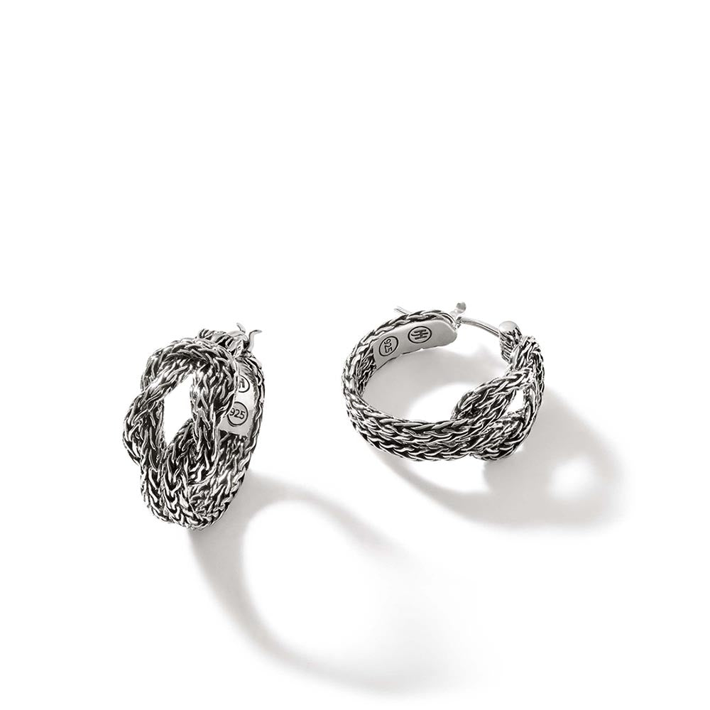 John Hardy Love Knot Silver Hoop Earrings