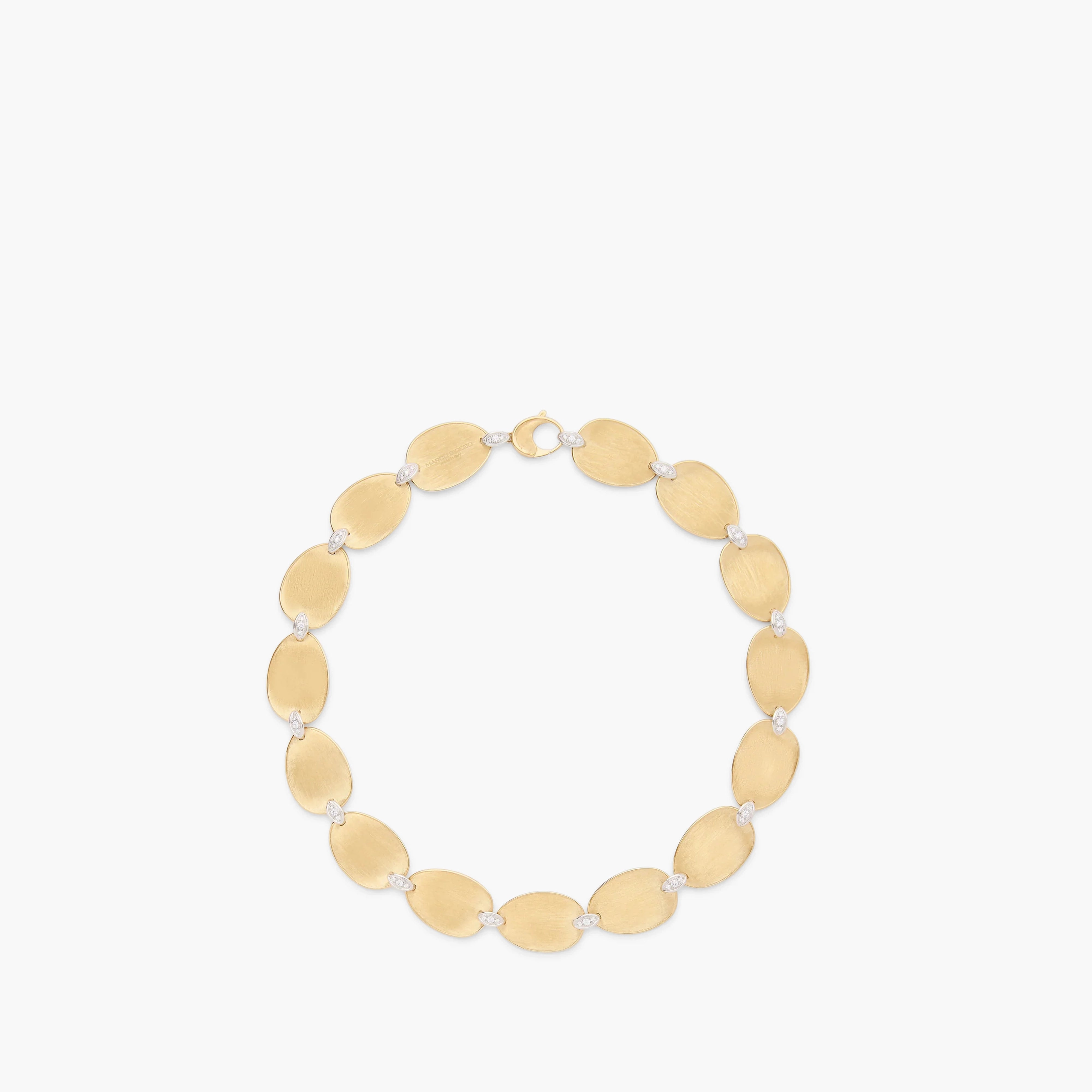 Marco Bicego Lunaria Large Petal Necklace with Diamonds in 18K Yellow Gold and 18K White Gold