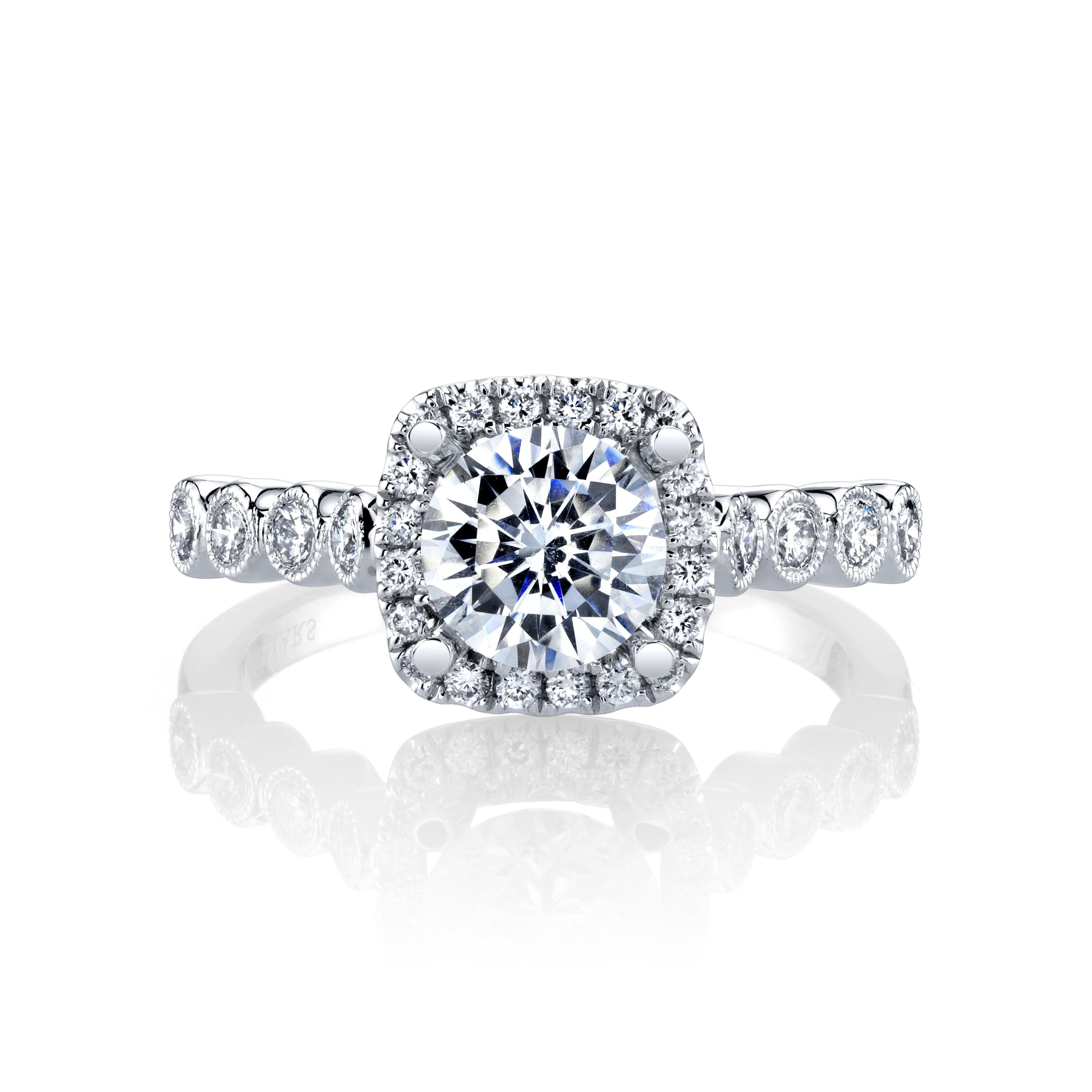 MARS Round Cushion Halo Diamond Engagement Ring Setting