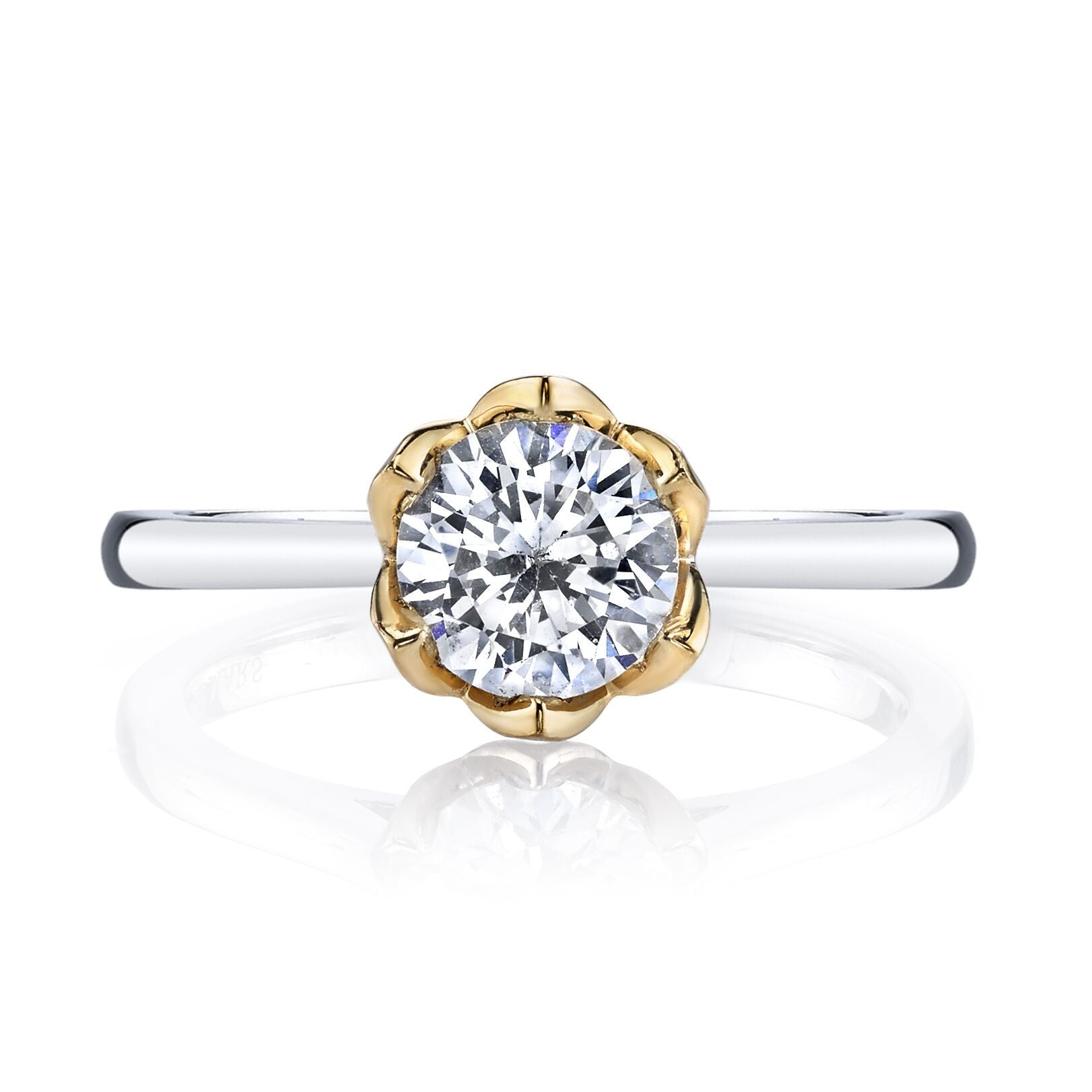 MARS Round Petal Crown Two Tone Diamond Engagement Ring Setting