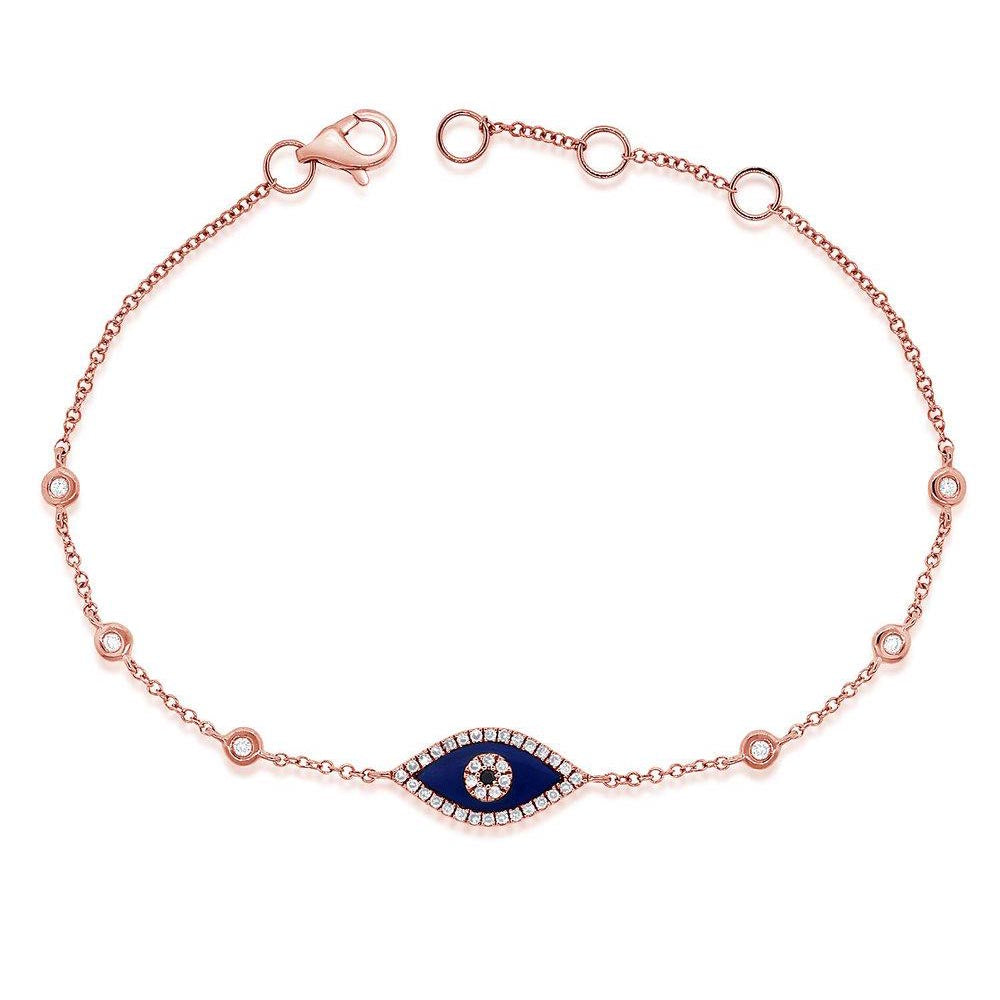 Lapis and Diamond Evil Eye Bracelet
