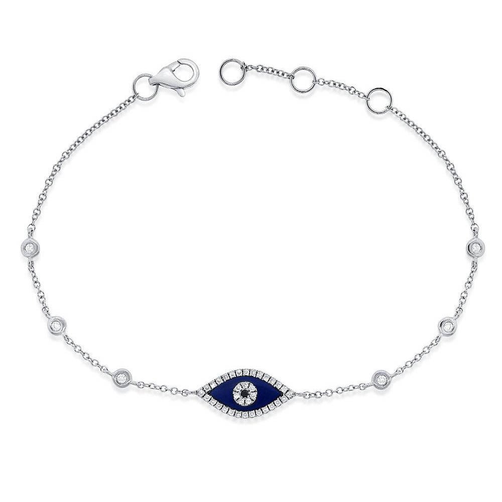 Lapis and Diamond Evil Eye Bracelet