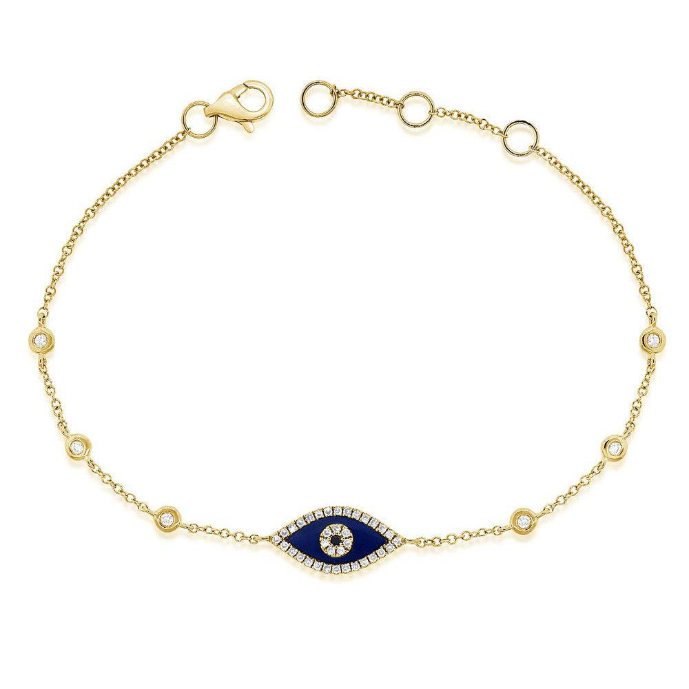 Lapis and Diamond Evil Eye Bracelet