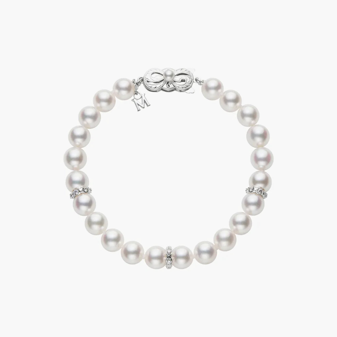 Mikimoto Pearl and Diamond Rondell Bracelet