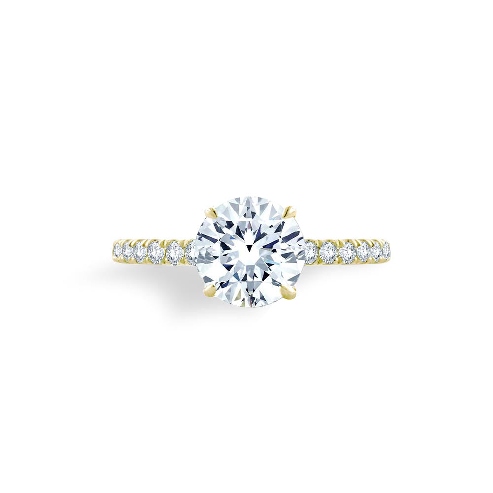 A. Jaffe Thin Pave Yellow Gold Engagement Ring Setting