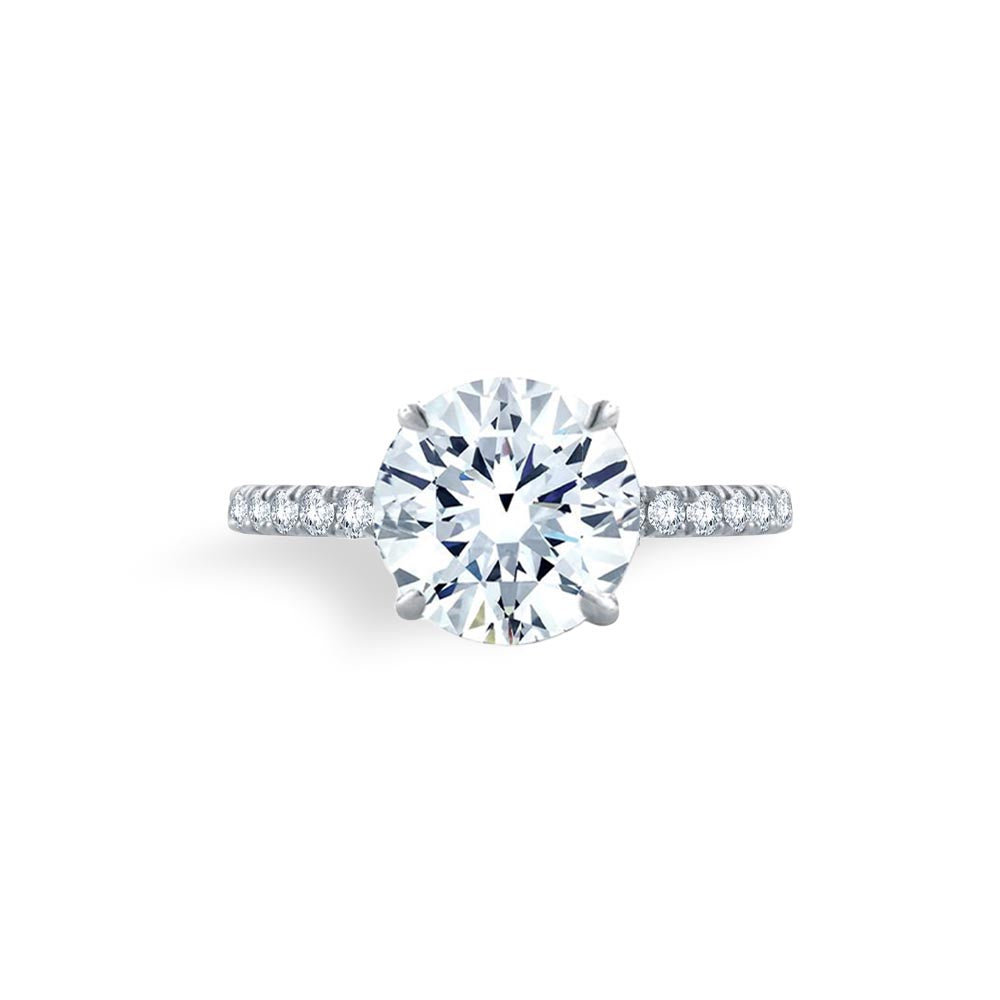 A. Jaffe Thin Pave Yellow Gold Engagement Ring Setting