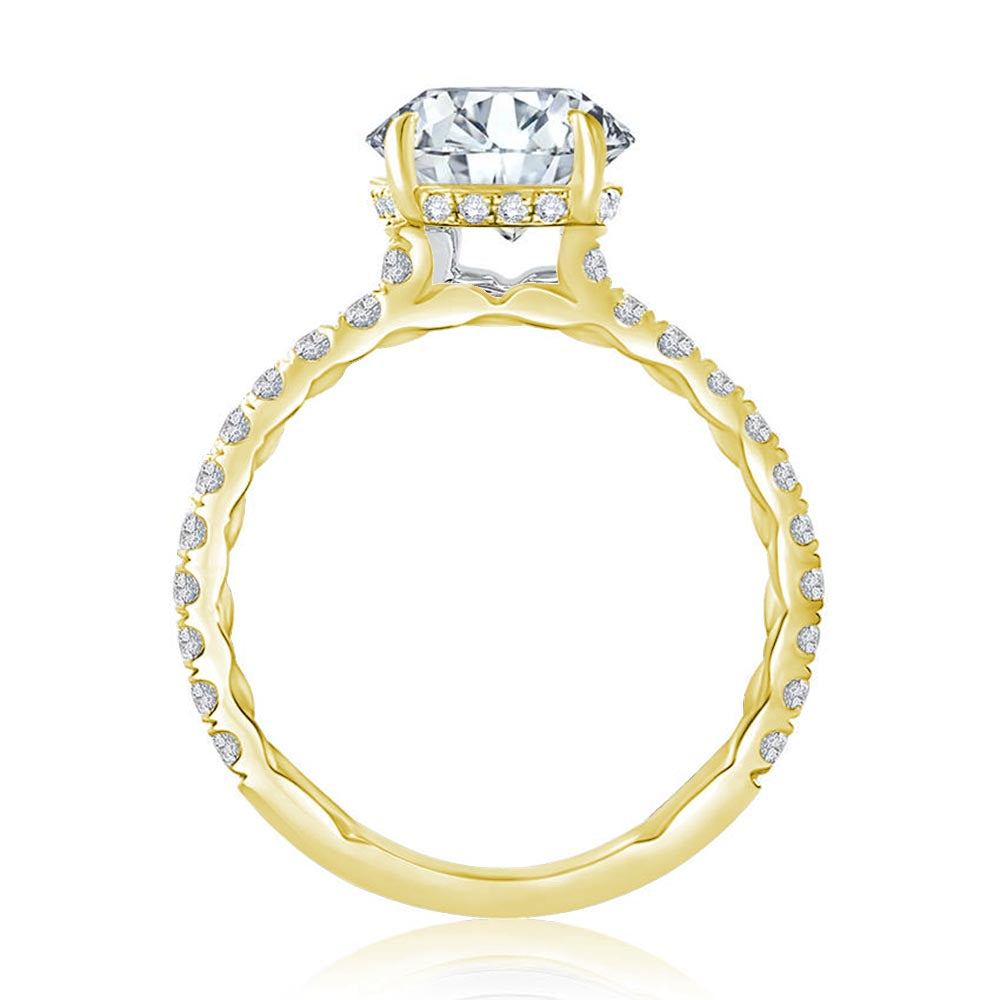 A. Jaffe Thin Pave Yellow Gold Engagement Ring Setting