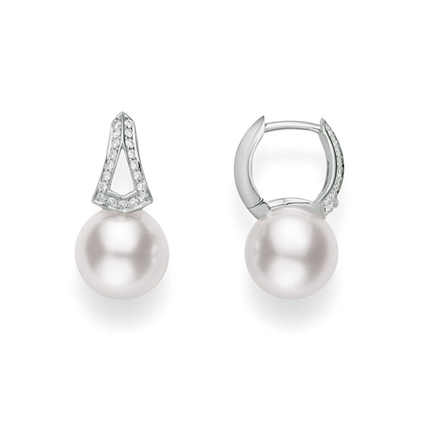Mikimoto Classic White Gold Akoya Pearl Diamond Earrings