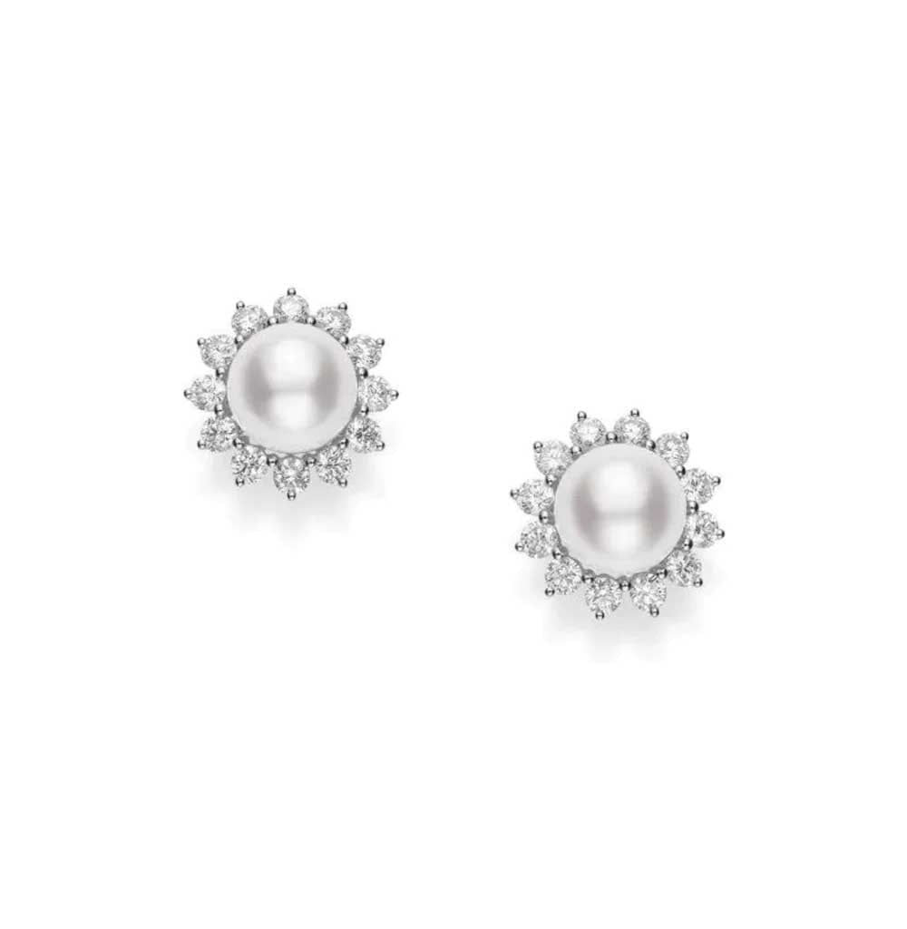 Mikimoto Classic Elegance Akoya Pearl Diamond Earrings
